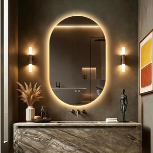 Niccy Oval LED Bathroom Vanity Mirror, 48x30inch Frameless Backlit Mirror with Light, Smart Anti-Fog Waterproof Mirror with Memory Function Dimmable Lighted Mirror