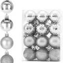 Christmas Ball 24ct 1.57 Inches Silver Mini Xmas Hanging Ornaments for Trees Wreath Garland Wedding Party Home Office Shop Decorations