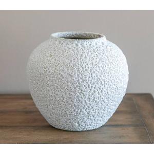 White Ceramic Vase Flower Vase, Big Textured Round Vase for Centerpieces, Kitchen, Living Room, Bedroom Decor Gifts