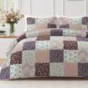 Exclusivo Mezcla Reversible Boho Quilt Set King Size, 3 Pieces Patchwork Brown All Season Bedspreads, Ultra Soft Floral Coverlet Bedding Set with Printed Pattern (1 Quilt, 2 Pillow Shams)