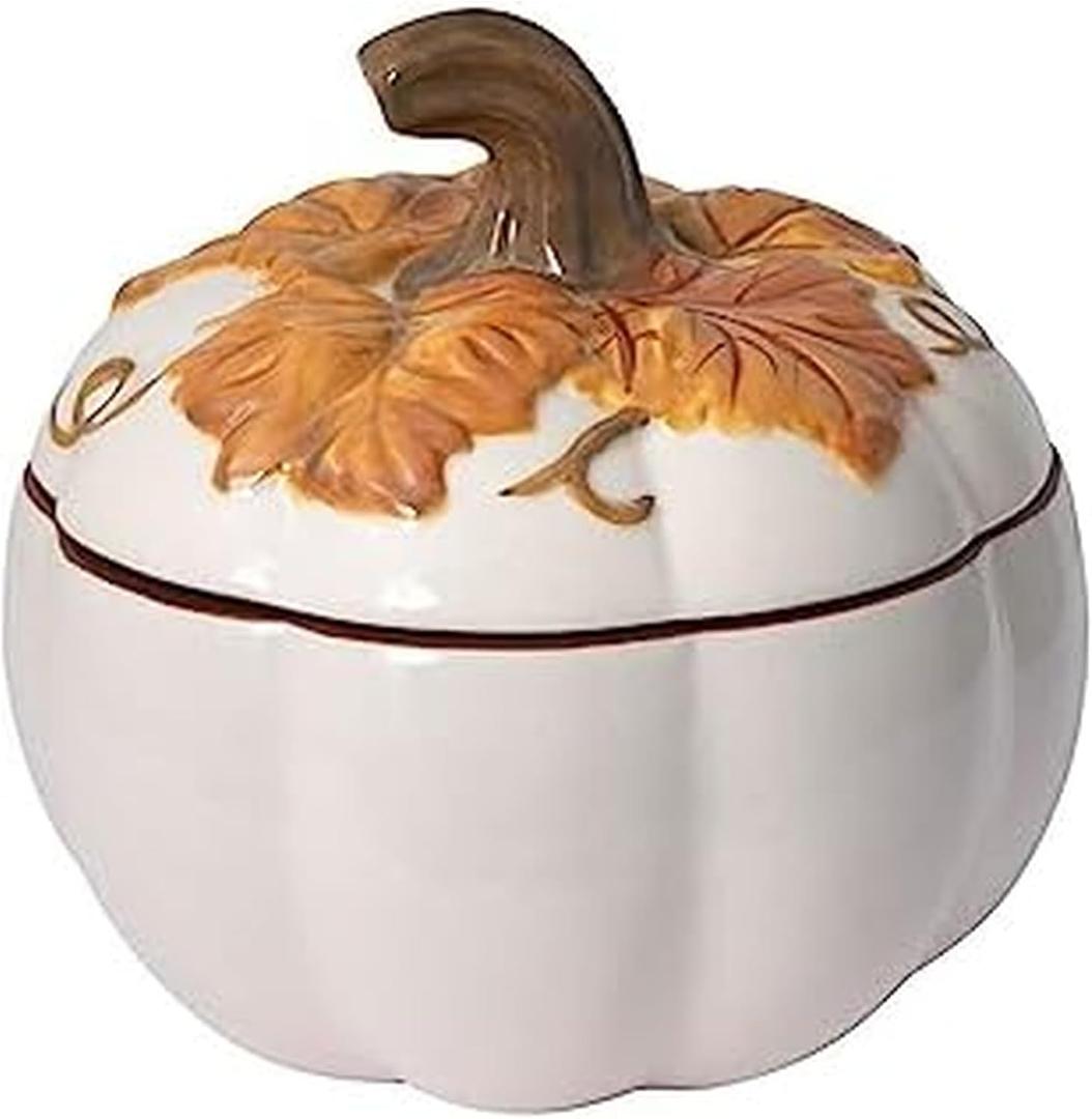 Pfaltzgraff Autumn Berry Covered Pumpkin Bowl, Holds 20 Ounces, Cream