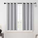 ChrisDowa 100% Blackout Curtains for Bedroom Linen Short Blackout Drapes | 52W x 54L, Room Darkening, Privacy Curtain for Living Room, Thermal Insulated Grommet Window Treatment, 2 Panels Light Grey