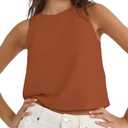 IDEALSANXUN Womens Linen Tank Tops Spring Summer Cute Crewneck Sleeveless Shirts, Medium