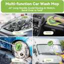 2 Pack Car Wash Brush with Long Handle, 62" Microfiber Car Wash Mop and Car Washing Brush Combo Set, Scratch-Free Soft Bristle Car Wash Mop Brushes Cleaning Kit for Exterior Car, Truck, RV, Boat