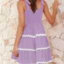 ZESICA Women's Summer Swing Mini Dress Casual Spaghetti Straps Sleeveless Smocked Backless Flowy A Line Sundress (Purple, M)