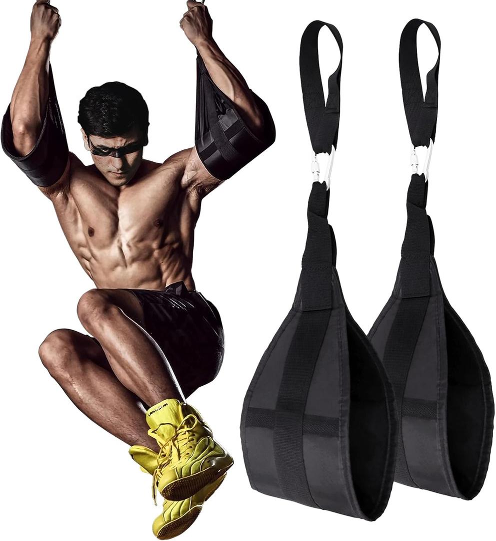 Hanging Ab Straps for Pull Up Bar: Gym Ab Sling Straps for Arm Pull up Workout Support for Training Knee and Leg Raises (Black)