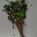 6 Pack Wooden Shamrock Berry Stems - 15.7Inch Glittering Artificial Flowers Clover Picks for St. Patricks Day Decor, Table Centerpiece, Irish Pub & St. Patrick's Day Home Decorations