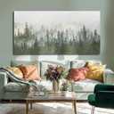 GAIDUOMAI Large Wall Art Green and White Canvas Wall Decor Misty Forest Art Prints Tree Wall Painting for Living Room Home Hallway Decor 29"x 58"