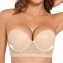 Amafuur Strapless Push Up Bra for Women Padded Underwire Support Convertible Lace Longline Bombshell Bras, 34D