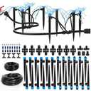 Bonviee Drip Irrigation System, 230FT Garden Watering System with Quick-to-Connect Fittings, Adjustable Drip Emitters, 1/4 & 5/16 Tubing, Drip Irrigation Kit for Raised Garden Beds, Greenhouse, Lawn
