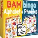THE BAMBINO TREE Alphabet and Phonics Bingo - ABC Learning Letter Recognition and CVC Words with Pictures - Phonics Games for Kids Ages 3-7 yrs Preschool Kindergarten