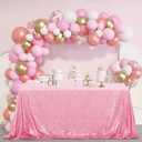 Pufogu 60"x102" Pink Sequin Tablecloth Rectangular Glitter Pink Table Cloths for Birthday Wedding Bridal Baby Shower Party Decorations