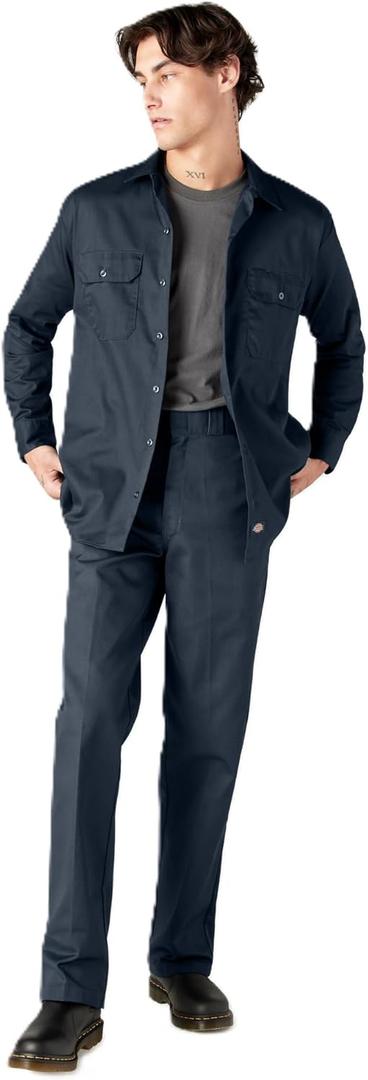 Dickies Men's Big-Tall Long Sleeve Work Shirt (Dark Navy, 4X)