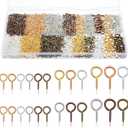 Hotop 600 Pcs Screw Eye Pins Hooks 6 Colors Small Metal Eyelet Mini Screw Pin Peg Self Tapping Eye Hooks for Jewelry Making DIY Art Crafts(4 x 8 mm, 5 x 10 mm, 6 x 13 mm)