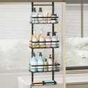 SWTYMIKI Over The Door Shower Caddy - 4 Tier Rustproof Hanging Shower Organizer with Adjustable Shelves, 40 Hooks & Soap Holder, Hanging Shower Rack Storage for Bathroom Accessories, Black