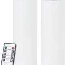 White Flameless Candles Set of 2 (3x9 inch) Flickering LED Wax Candles Battery Operated with Remote Control Timers for Fall Decor/Night Light/Fireplace/Party Dimmable Pillars Flat top