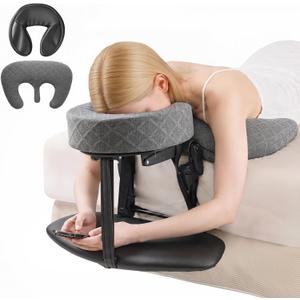 Massage Headrest for Bed, Bed Massage Head Holder & Face Cradle with Pillow | Women-Friendly Breast Pillow & Extra Face Pillowcase, Face Down Massage Pillow, Portable Massage Table at Home, No-Tool Setup