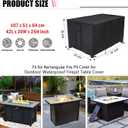 Rectangular Fire Pit Cover for Best Choice Products 42 Inch Gas Fire Pit Table,Outdoor Waterproof Propane Firepit Table Cover - 42 X 20 X 25 Inch