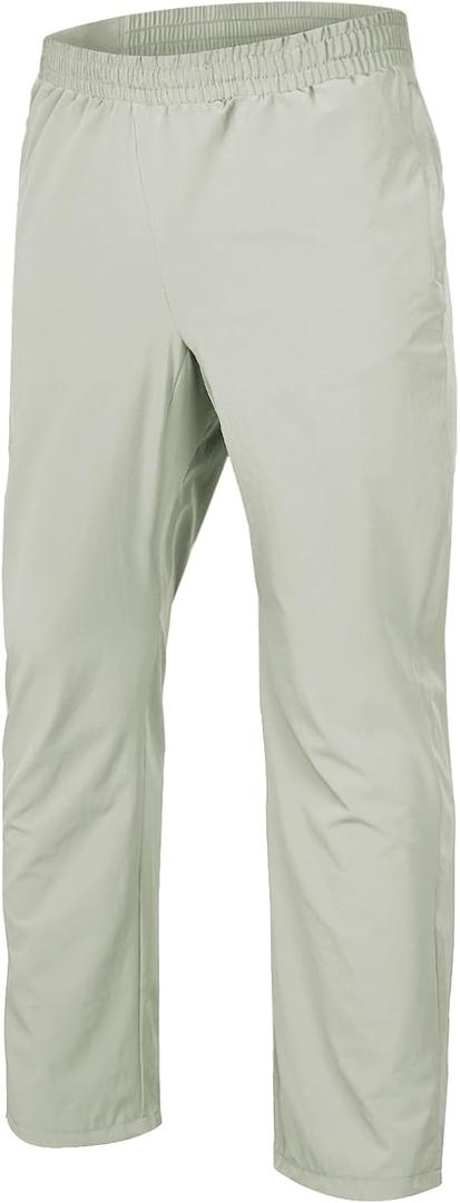 Mens Track Pants Quick Dry Lightweight Joggers Athletic Running Pants Zipper Pockets (Gray, XXL)