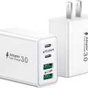 USB C Charger Block, 2Pack 40W 4-Port Type C Fast Charging Block Dual PD Power Adapter+QC Plug Double Wall Charger Blocks Multiple USBC Charging Cube for iPhone 17 16 15 14 13 12 11 Pro Max, Samsung