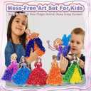 4 x mom&myaboys Poke in Fun Art Kit for Kids DIY Princess Craft Set Birthday Gifts for Girls Ages4-8,Mess-Free Art for Children Fun Activity for Boys Old 3 4 5 6 7 8 9,Christmas Gift for Kid 3 Up