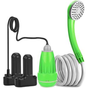 Innhom Portable Shower Camping Shower Outdoor Camp Shower Pump, Electric Rechargeable Portable Camping Shower, Powered by Rechargeable Battery (Green,2 Batteries)