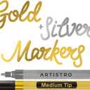 ARTISTRO 2 Gold & Silver Acrylic Paint Markers - 3mm Medium-Tip Paint Pens - Perfect for Crafting, Art Projects, & More