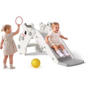 Babytronic 4 in 1 Toddler Slide for Toddlers Aged 1-3 Indoor Outdoor White, 43.4"L x 12.6"W x 19.5"H