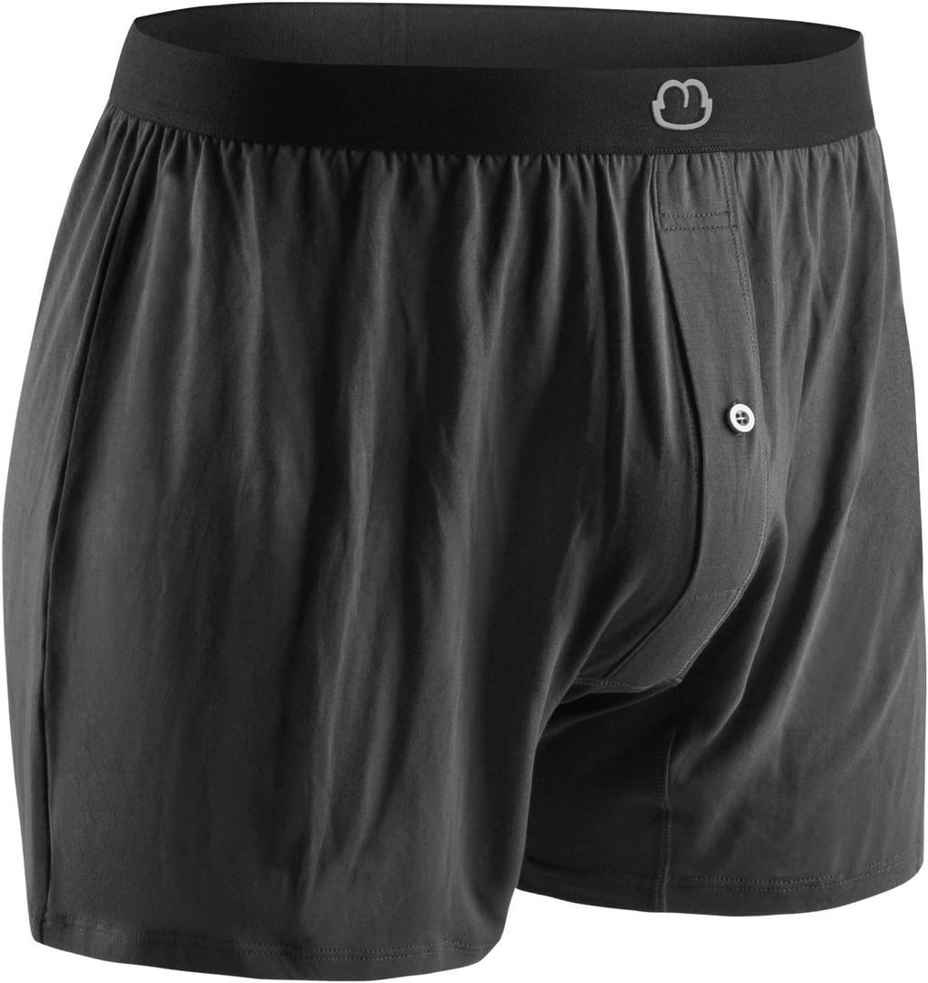 Viscose from Bamboo Mens Boxers for Men Underwear Shorts - Soft Loose Comfortable Breathable (Dark Black, XL)