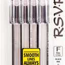 Pentel RSVP Ballpoint Pen, (0.7mm), Fine Line, Black Ink, Pack of 5 (BK90PF5A)