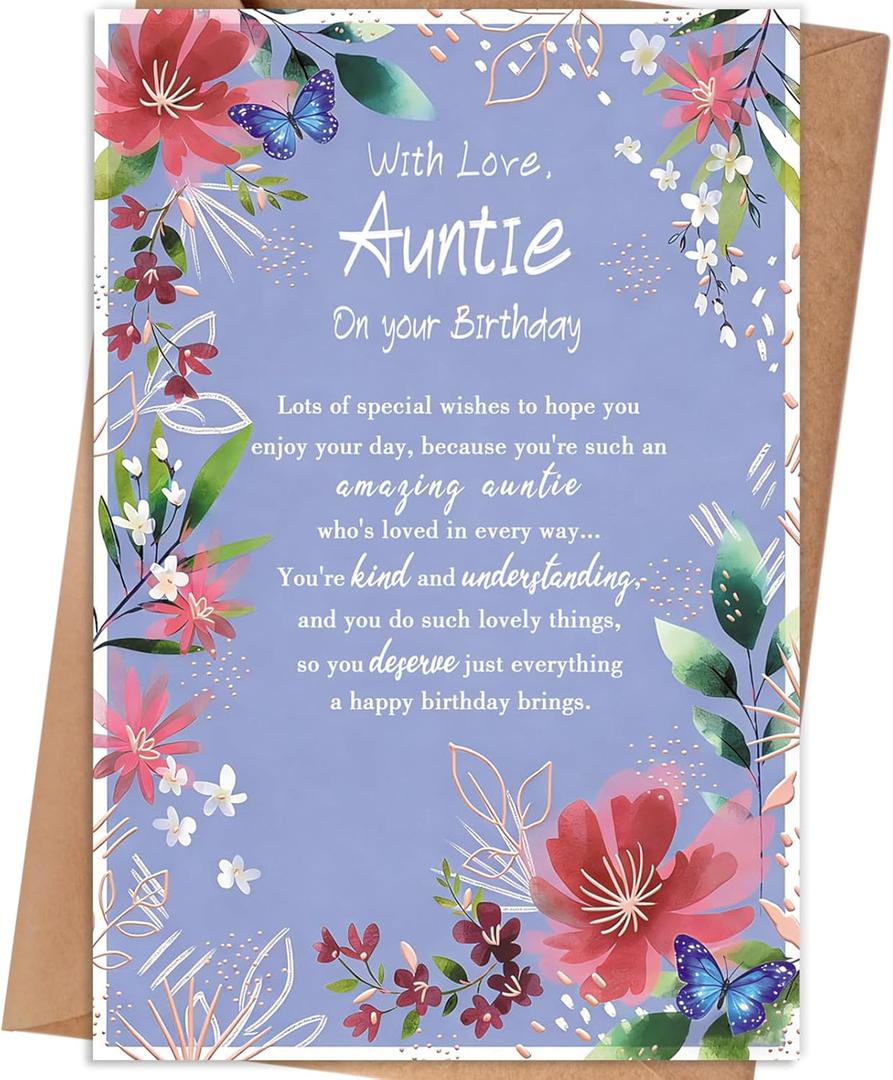 2 x Aunt Birthday Card, Happy Birthday Card Gifts for Aunt from Niece Nephew