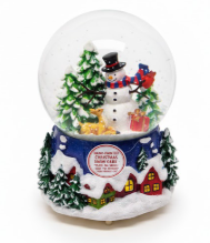 Lewondr Christmas Snow Globe, Santa Claus Xmas Music Box with Swirling Snowflake & Light, Battery & USB Powered Xmas Water Globe, Christmas Tree Decoration for Home Bedroom Fireplace, White