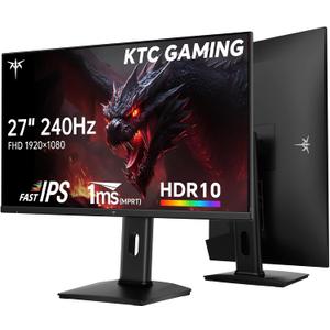 KTC 27 Inch Gaming Monitor 240Hz, FHD 1080p Fast IPS Computer Monitor with Adaptive Sync, HDR, Height Pivot Tilt Adjustable, Vesa Mount, HDMI/DP/USB, H27F7