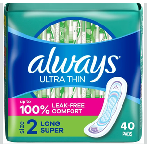 ALWAYS Ultra Thin Size 2 Super Pads Without Wings Unscented, 40 Count( Pack of 3)