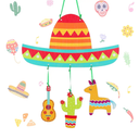Cinco de Mayo Wood Door Sign Mexican Fiesta Hanging Welcome Decor Sombrero Guitar Cactus Wooden Plaque Wall Porch Sign Mexican Holiday Decorations for Cinco de Mayo Party