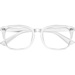 Reading Glasses for women Blue Light Blocking Glasses Filter UV Square Lightweight Readers Glasses for Men and Women (Transparent, +0.75)
