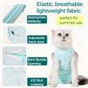 Cat Recovery Suit Breathable Post-Surgery Onesie for Male & Female Spay/Neuter, Light Green, M