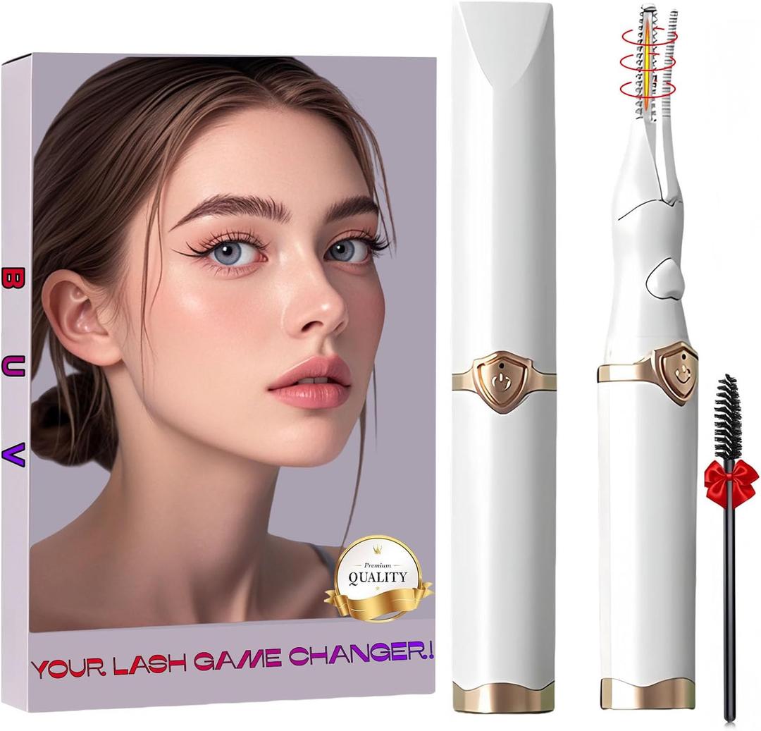 Heated Eyelash Curler - 2 in 1 Clip-Type Eyelash Curlers - Electric Eyelash Curler Rechargeable for 24H Long Lasting, 3 Heating Modes, 8S Fast Heating, Makeup Tool Gifts for Women Girls, White-EC