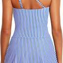 Tempt Me Women One Piece Swim Dress One Shoulder Swimsuit with Skirt Tummy Control Swimdress Bathing Suit (Blue, M)