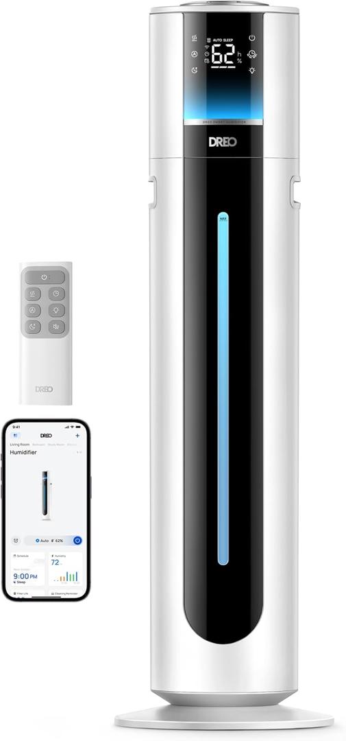 DREO 11L Smart Humidifier Large Room 700 ft², 100H Runtime, 21dB Quiet 747S
Top Fill, 1500+RGB Light, APP & Remote Control, Clean Tank Technology, 12H Timer, Cool Mist Humidifiers for Bedroom, White