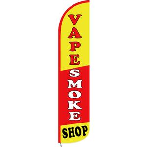 Hahafelt Smoke Shop Windless Feather Swooper Flag 2.5x12 Feet Smoke Shop Banner Sign Knitted Tall Advertising Feather Flag Sign for Outdoor Business Advertising