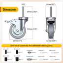 HOLKIE Caster Wheels Locking 4 Inch Expanding Stem Casters, Threaded Swivel Casters Set of 4 Heavy Duty Castors, Fit 1", 1-1/4", 1-2/5", 1-1/2",1-5/8" ID Stainless Steel Table, Cart, Furniture Legs