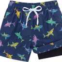 Cozople Boys Swim Trunks Compression Liner Swim Shorts Quick Dry Bathing Suit with Boxer Brief Swimwear 4-10T, Size 10
