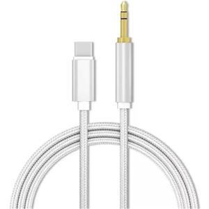 USB C to 3.5 MM Jack AUX Cable DAC Type-C Cabel Compatible with The Car Headphone Auxiliary Adapter(Silver) (1m) USB C to 3.5 MM Jack AUX Cable DAC Type-C Cabel Compatible with The Car Headphone Auxiliary Adapter(Silver) (1m)
