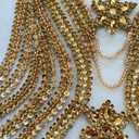 Pure Handmade Rhinestones Beads Applique sew on Crystal Sequins lace Trim Patches Accessories for Dress Clothing Shiny Bead Decorative Material 12.5X25.5inches (Champagne)