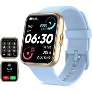 Tensky Smart Watch for Men Women(Call Receive/Dial), Alexa Built-in, 1.8" Touch Screen Fitness Tracker with Heart Rate Sleep Tracking, 100 Sports Modes, 3ATM Waterproof Smartwatch for Android iPhone (Light Blue)