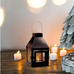 Rely+ Black Metal Lantern Candle Holder for Indoor & Outdoor Decor, Hanging Tealight Candle Holders for Wedding, Party, Decorations - Modern Home Decor, 5.5 Inch