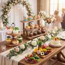 Roowest Set of 6 Rustic Wood Dessert Table Display Set - Cake Stands, Tiered Cupcake Tower & Serving Trays for Wedding, Baby Shower, Tea Party