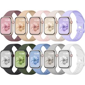 2 x Wepro Sport Band Compatible with Apple Watch Band 38mm 40mm 41mm 42mm 44mm 45mm 46mm 49mm Women Men, Soft Silicone Strap Compatible for iWatch Series 10 9 8 7 6 5 4 3 SE Ultra/Ultra 2