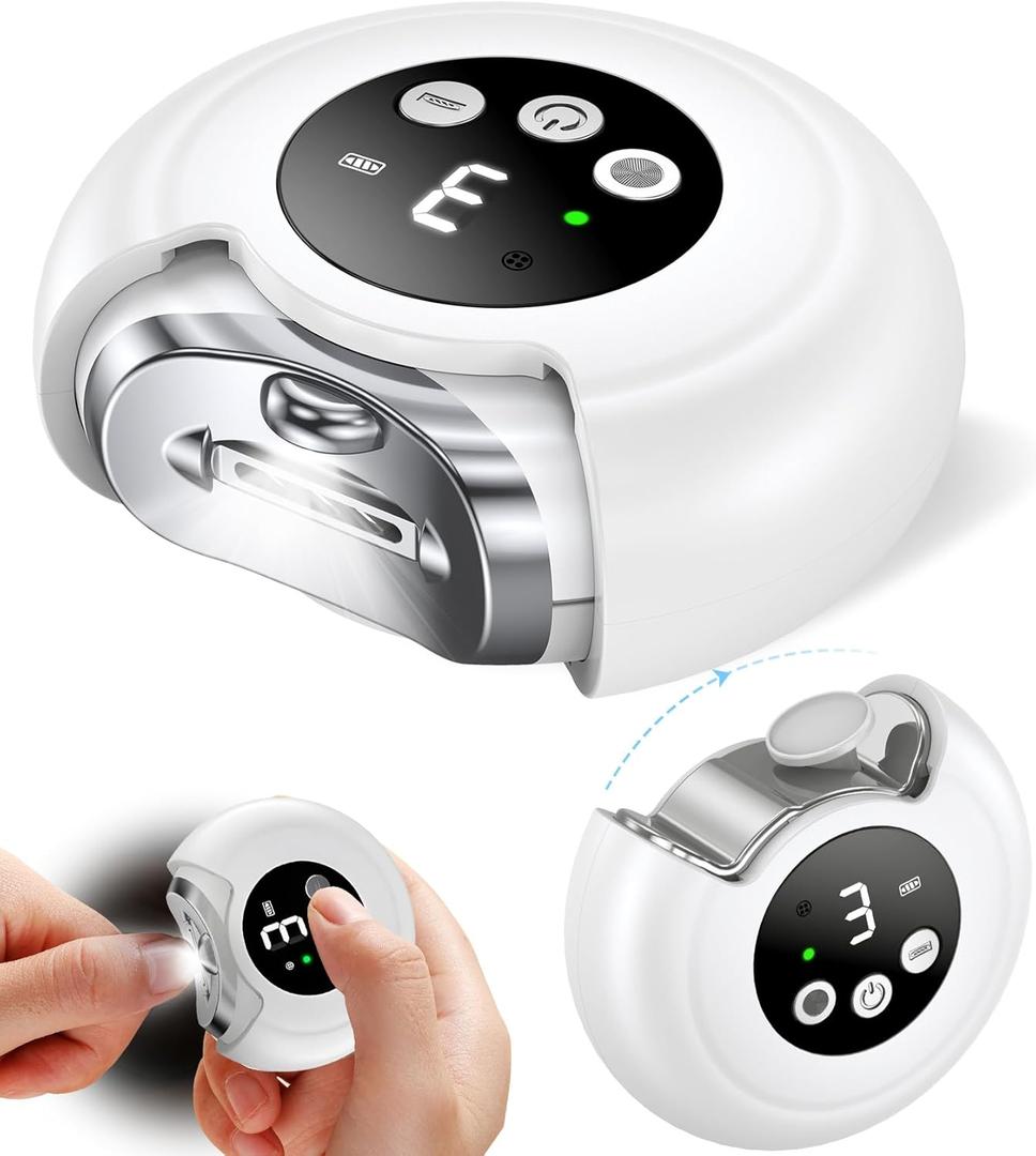 2025 New 3-in-1 Electric Nail Clippers, Baby Nail File, 3-Speeds, Polishing Automatic Nail Trimmer with Nail Chip Storage & LED Light, Rechargeable Safety Cutter for Women, Men, Baby, Seniors